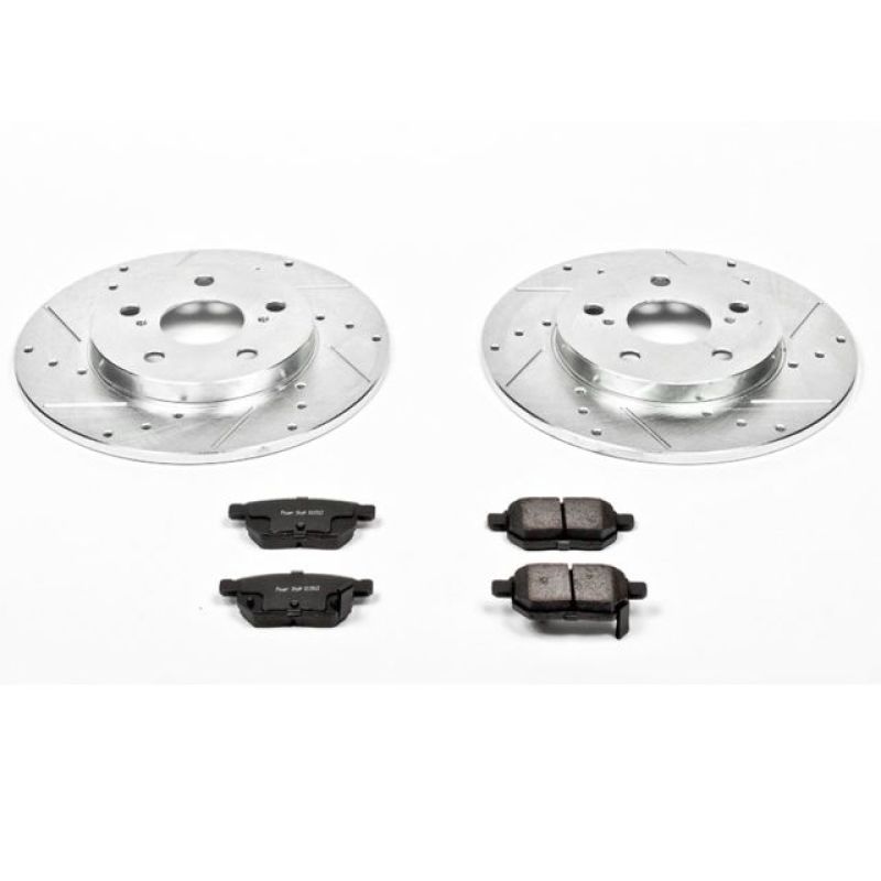 Pontiac Vibe Brake Kit - Rear - PowerStop - Drilled & Slotted Rotors + Carbon-Fiber Ceramic Pads - `09-`10