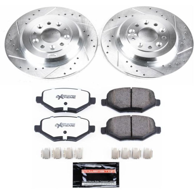 Ford Edge Brake Kit - Rear - PowerStop - Drilled & Slotted Rotors + Carbon-Fiber Ceramic Pads - `11-`15