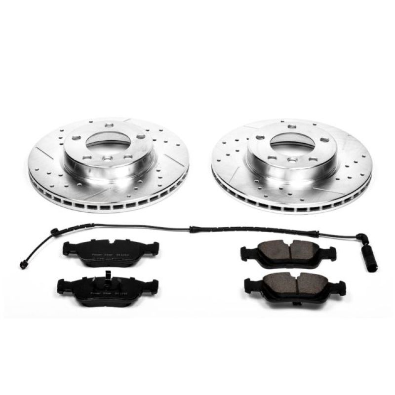 BMW 323Ci Brake Kit - Front - PowerStop - Drilled & Slotted Rotors + Carbon-Fiber Ceramic Pads - 2000