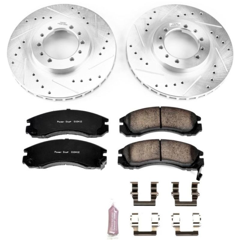 Mitsubishi Montero Brake Kit - Front - PowerStop - Drilled & Slotted Rotors + Carbon-Fiber Ceramic Pads - `97-`04 Mitsubishi Montero Brake Kit - Front - PowerStop - Drilled & Slotted Rotors + Carbon-Fiber Ceramic Pads - `97-`04