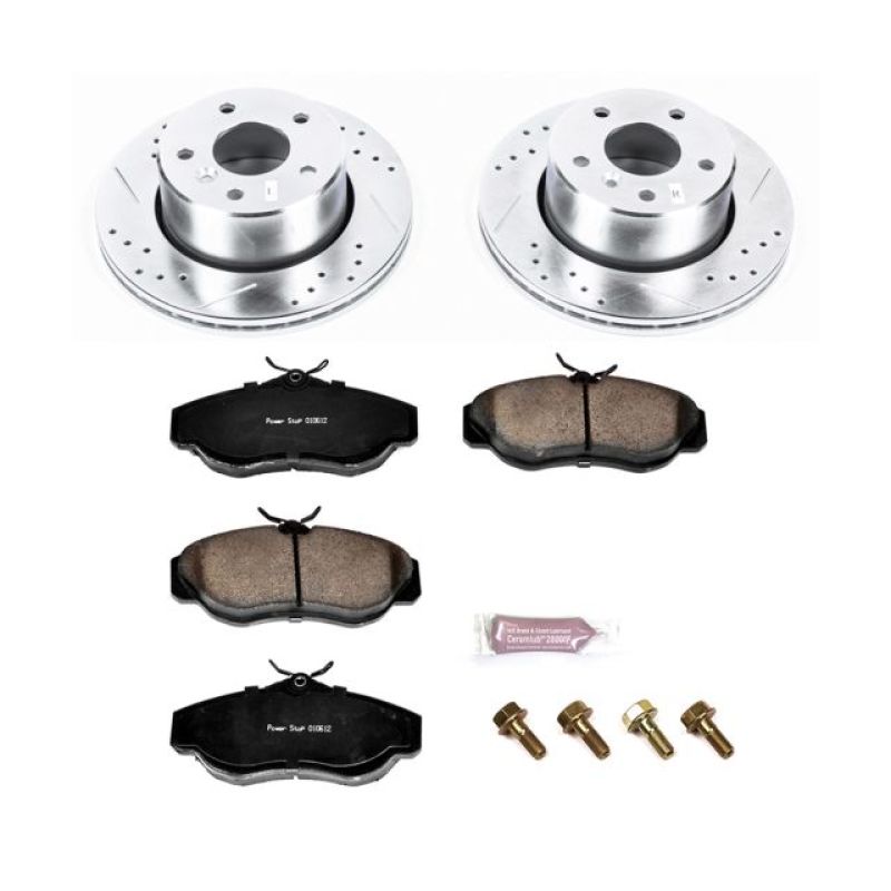 Land Rover Discovery Brake Kit - Front - PowerStop - Drilled & Slotted Rotors + Carbon-Fiber Ceramic Pads - `99-`04