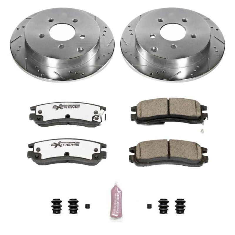 Buick Rendezvous Brake Kit - Rear - PowerStop - Drilled & Slotted Rotors + Carbon-Fiber Ceramic Pads - `02-`07
