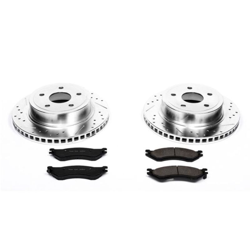 Dodge Ram 1500 Brake Kit - Rear - PowerStop - Drilled & Slotted Rotors + Carbon-Fiber Ceramic Pads - `04-`06