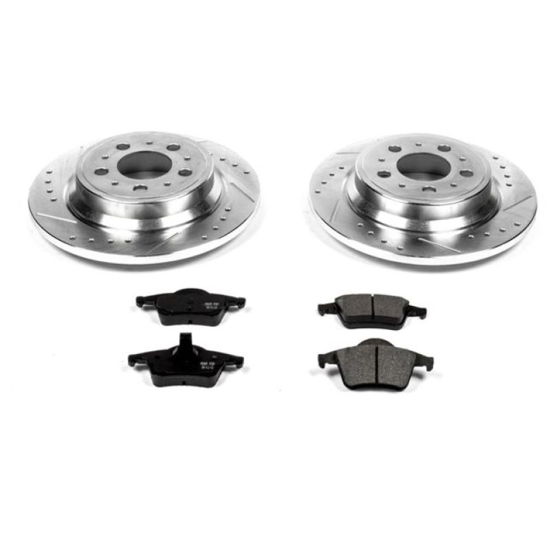 Volvo S60 Brake Kit - Rear - PowerStop - Drilled & Slotted Rotors + Carbon-Fiber Ceramic Pads - `01-`09