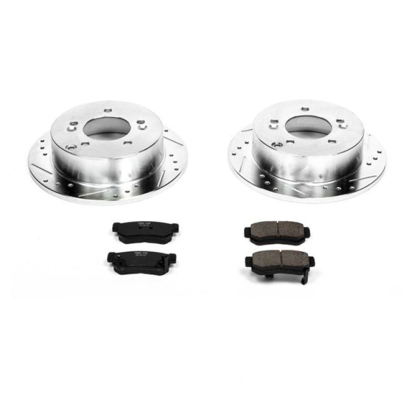 Hyundai Sonata Brake Kit - Rear - PowerStop - Drilled & Slotted Rotors + Carbon-Fiber Ceramic Pads - `06-`08