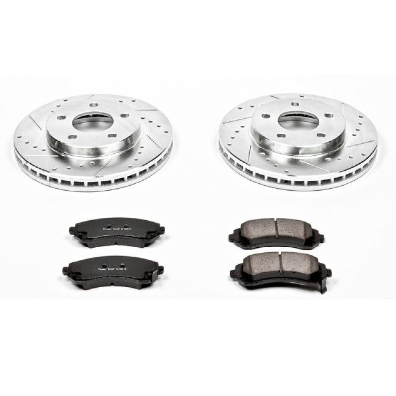Buick Rendezvous Brake Kit - Front - PowerStop - Drilled & Slotted Rotors + Carbon-Fiber Ceramic Pads - `02-`07