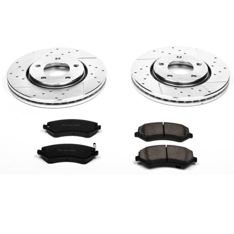 Chrysler Town & Country Brake Kit - Front - PowerStop - Drilled & Slotted Rotors + Carbon-Fiber Ceramic Pads - `03-`07
