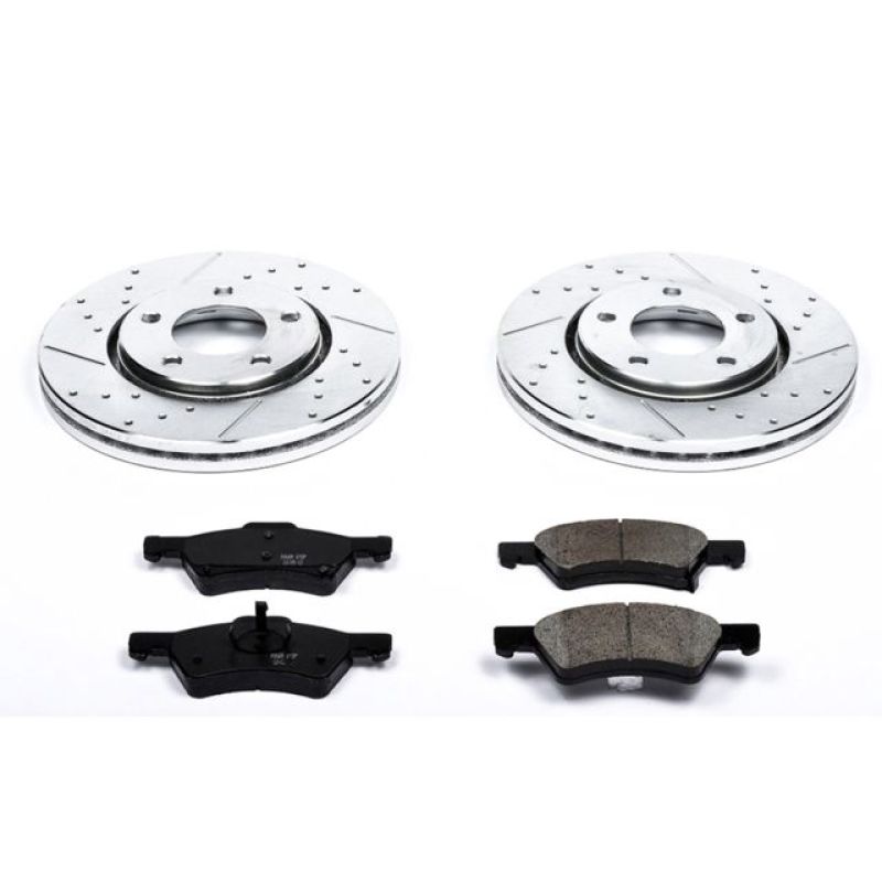 Dodge Caravan Brake Kit - Front - PowerStop - Drilled & Slotted Rotors + Carbon-Fiber Ceramic Pads - `03-`04