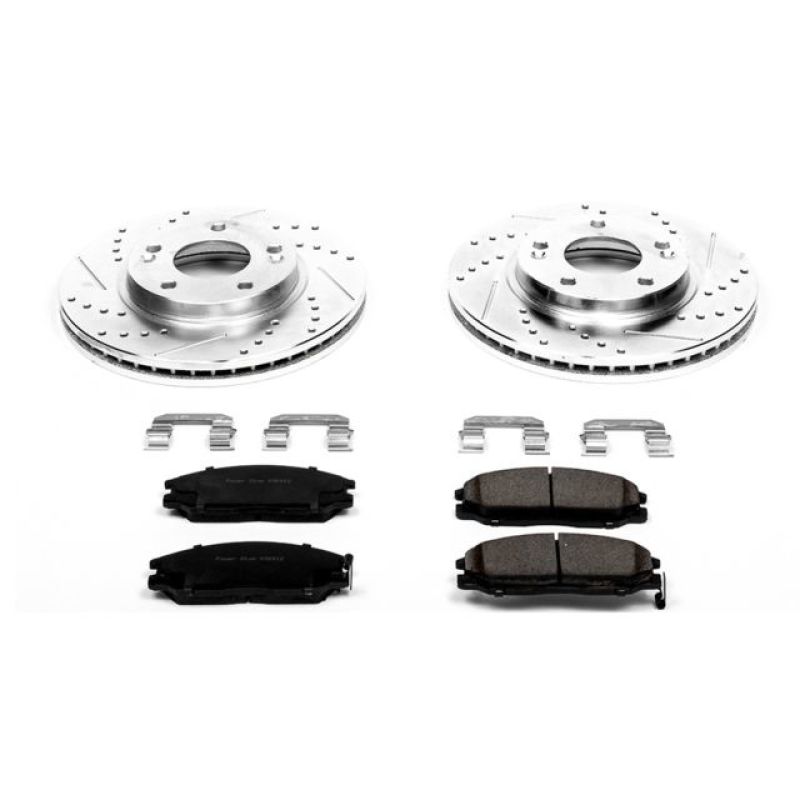 Hyundai Santa Fe Brake Kit - Front - PowerStop - Drilled & Slotted Rotors + Carbon-Fiber Ceramic Pads - `01-`05