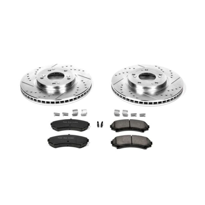 Mitsubishi Endeavor Brake Kit - Front - PowerStop - Drilled/Slotted Rotors + Carbon-Fiber Ceramic Pads - `04-`11 Mitsubishi Endeavor Brake Kit - Front - PowerStop - Drilled/Slotted Rotors + Carbon-Fiber Ceramic Pads - `04-`11