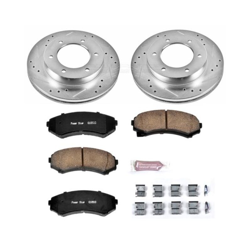 Honda Passport Brake Kit - Front - PowerStop - Drilled & Slotted Rotors + Carbon-Fiber Ceramic Pads - 2002