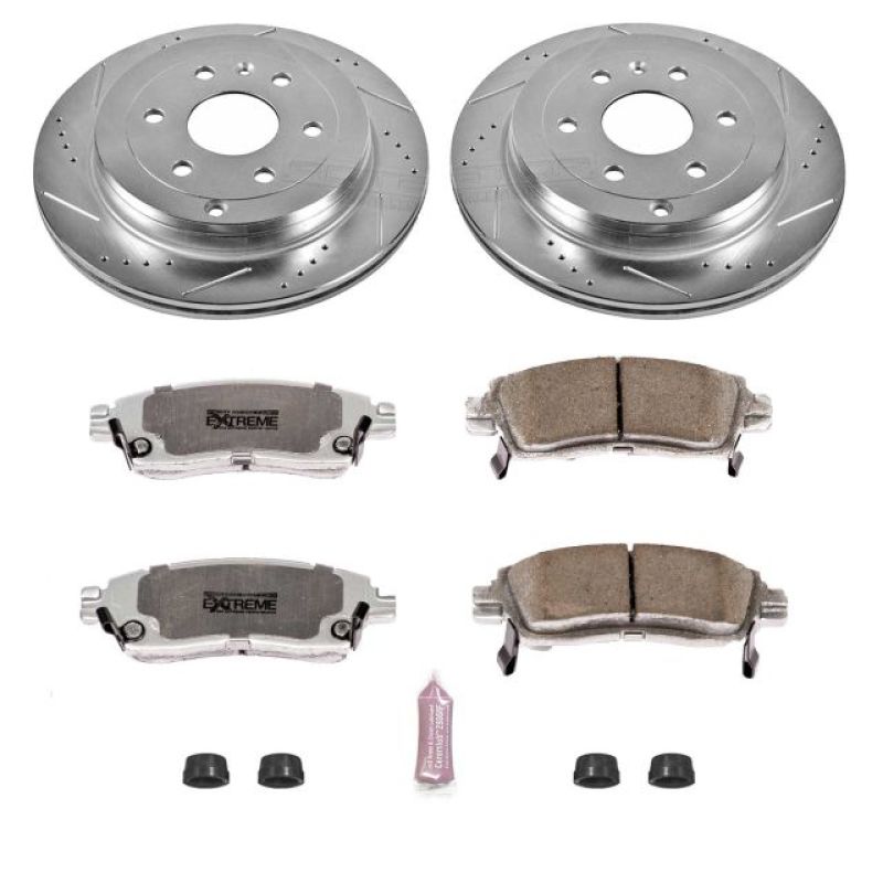 Buick Enclave Brake Kit - Rear - PowerStop - Drilled & Slotted Rotors + Carbon-Fiber Ceramic Pads - `08-`17