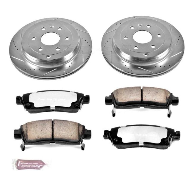 Buick Enclave Brake Kit - Rear - PowerStop - Z36 Truck & Tow, Drilled & Slotted Rotors + Carbon-Fiber Ceramic Pads - `08-`17