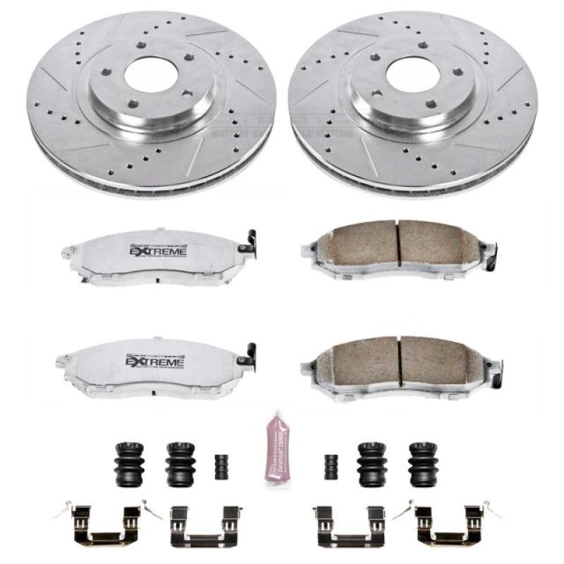 Nissan Murano Brake Kit - Front - PowerStop - Drilled & Slotted Rotors + Carbon-Fiber Ceramic Pads - `11-`14