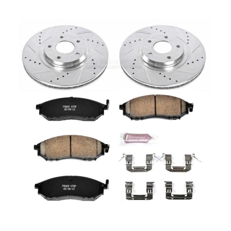 Nissan Murano Brake Kit - Front - PowerStop - Drilled & Slotted Rotors + Carbon-Fiber Ceramic Pads - `11-`14