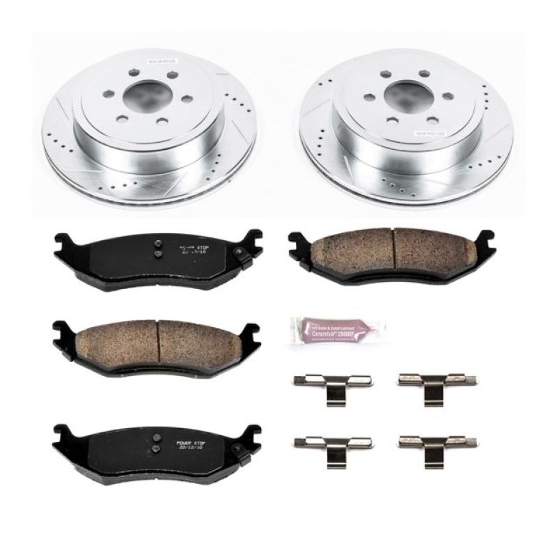 Dodge Durango Brake Kit - Rear - PowerStop - Drilled & Slotted Rotors + Carbon-Fiber Ceramic Pads + Stainless-Steel Hardware - 2003