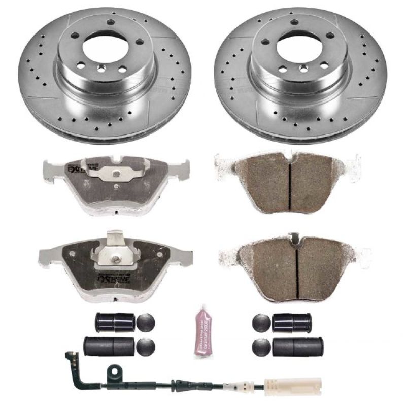 BMW 5 Series Brake Kit - Front - PowerStop - Drilled & Slotted Rotors + Carbon-Fiber Ceramic Pads - `06-`07