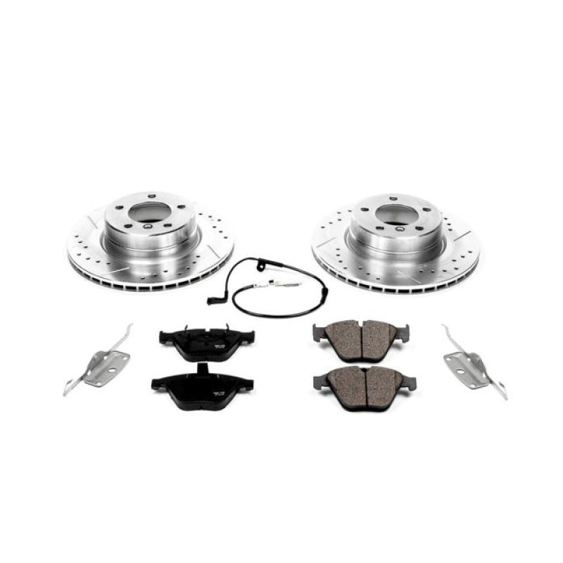 BMW 5 Series Brake Kit - Front - PowerStop - Drilled & Slotted Rotors + Carbon-Fiber Ceramic Pads - `06-`07