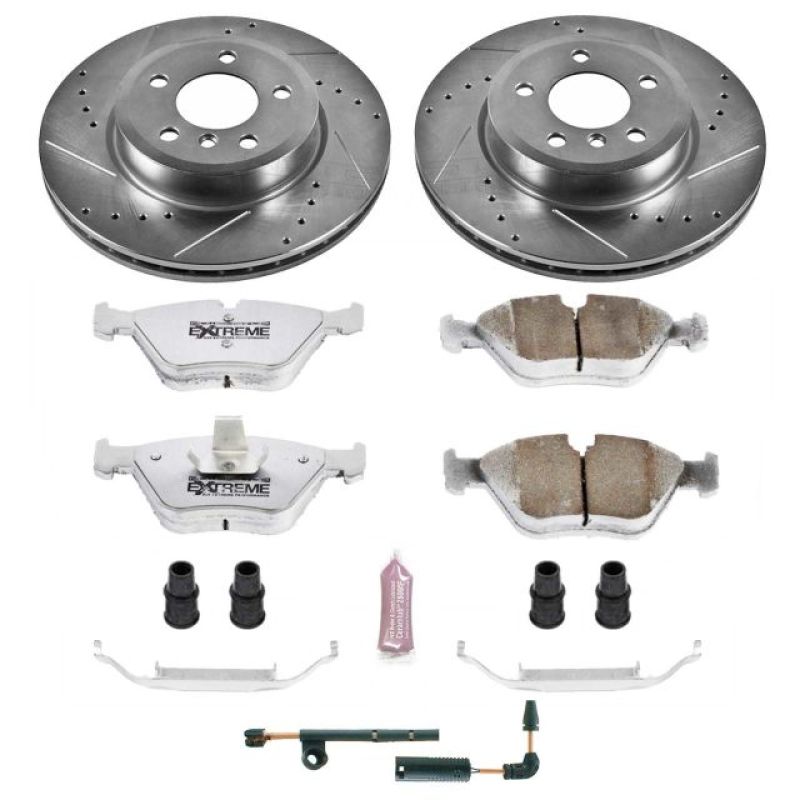 BMW X3 Brake Kit - Front - PowerStop - Drilled & Slotted Rotors + Carbon-Fiber Ceramic Pads + Hardware - `04-`10 BMW X3 Brake Kit - Front - PowerStop - Drilled & Slotted Rotors + Carbon-Fiber Ceramic Pads + Hardware - `04-`10