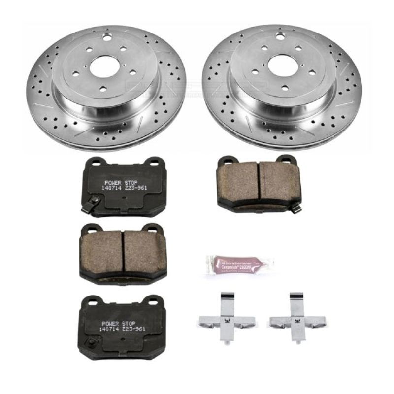 Subaru WRX STI Brake Kit - Rear - PowerStop - Drilled & Slotted Rotors + Carbon-Fiber Ceramic Pads - `15-`17 Subaru WRX STI Brake Kit - Rear - PowerStop - Drilled & Slotted Rotors + Carbon-Fiber Ceramic Pads - `15-`17