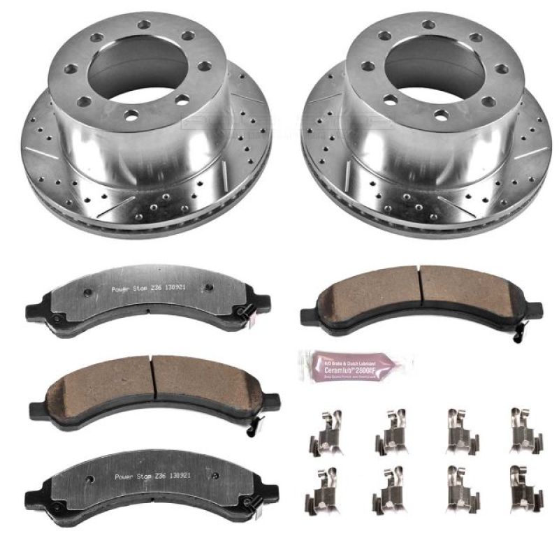 Chevrolet Express 3500 Brake Kit - Rear - PowerStop - Drilled & Slotted Rotors + Carbon-Fiber Ceramic Pads - `03-`08