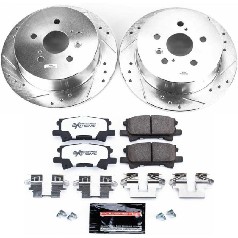 Lexus RX330 Brake Kit - Rear - PowerStop - Z36 Truck & Tow Drilled & Slotted Rotors + Carbon-Fiber Ceramic Pads - `04-`06