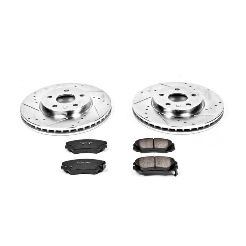 Buick Allure Brake Kit - Front - PowerStop - Drilled & Slotted Rotors + Carbon-Fiber Ceramic Pads - 2010