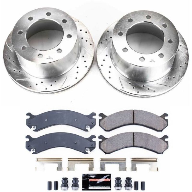 Chevrolet Silverado 3500 Brake Kit - Rear - PowerStop - Drilled & Slotted Rotors + Carbon-Fiber Ceramic Pads - `01-`06