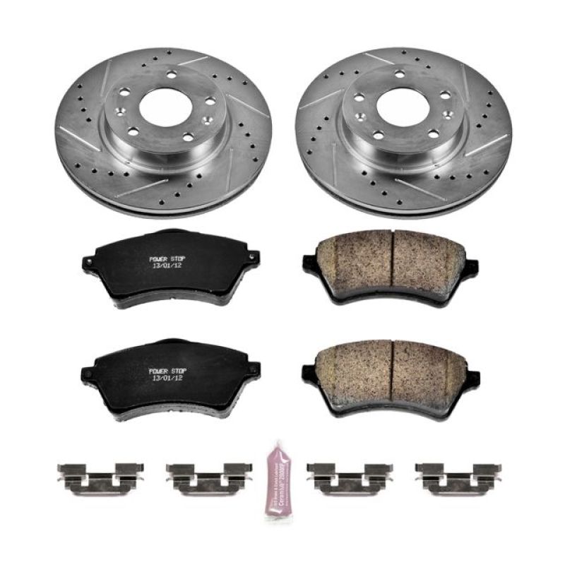 Land Rover Freelander Brake Pads + Rotors - Front - PowerStop - Z23 Evolution Sport, Drilled & Slotted Rotors + Carbon-Fiber Ceramic Pads - `02-`05 Land Rover Freelander Brake Pads + Rotors - Front - PowerStop - Z23 Evolution Sport, Drilled & Slotted Rotors + Carbon-Fiber Ceramic Pads - `02-`05