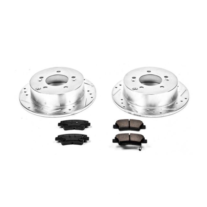Hyundai Sonata Brake Kit - Rear - PowerStop - Z23 Evolution Sport with Drilled & Slotted Rotors + Carbon-Fiber Ceramic Pads - `08-`10