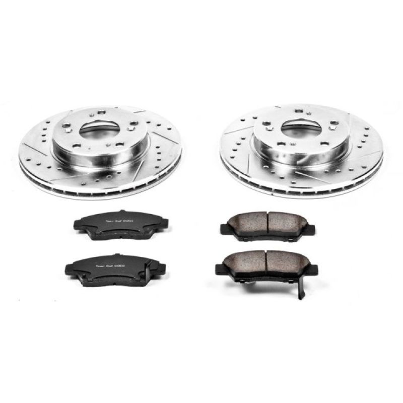 Honda CR-Z Brake Kit - Front - PowerStop - Drilled & Slotted Rotors + Carbon-Fiber Ceramic Pads - `11-`15