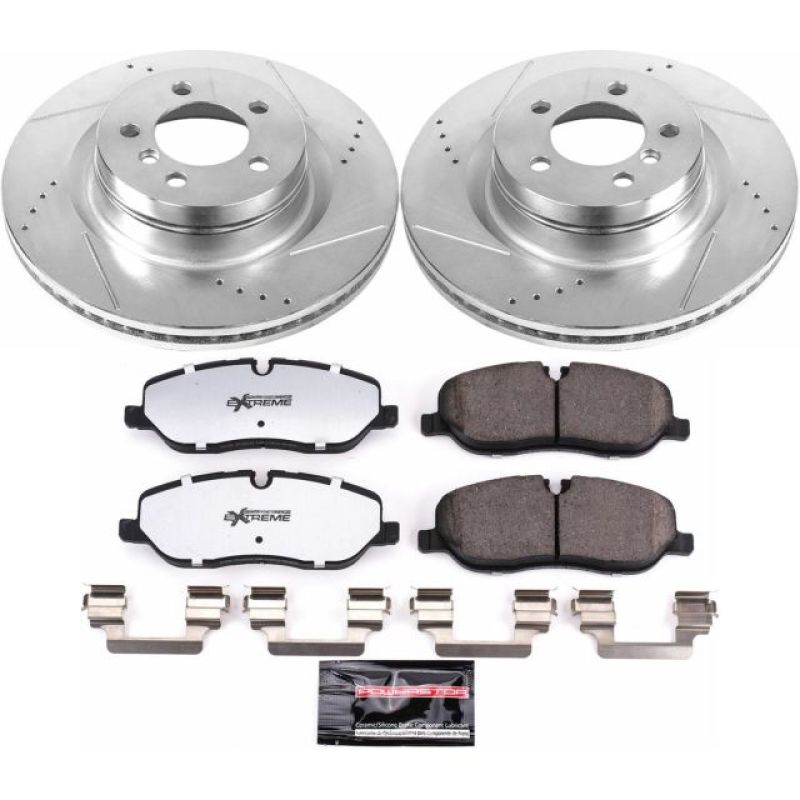 Land Rover Range Rover Brake Pads + Rotors - Front - PowerStop - Drilled & Slotted Rotors + Z36 Carbon-Fiber Ceramic Pads - `06-`09 Land Rover Range Rover Brake Pads + Rotors - Front - PowerStop - Drilled & Slotted Rotors + Z36 Carbon-Fiber Ceramic Pads - `06-`09