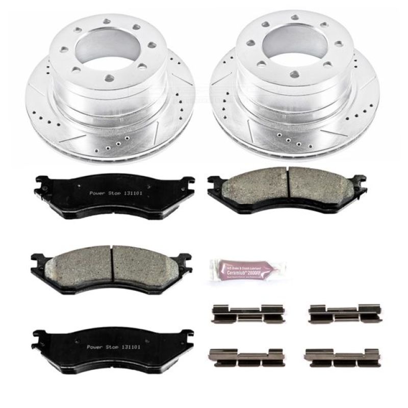 Dodge Ram 1500 Brake Kit - Rear - PowerStop - Drilled & Slotted Rotors + Carbon-Fiber Ceramic Pads - `06-`08