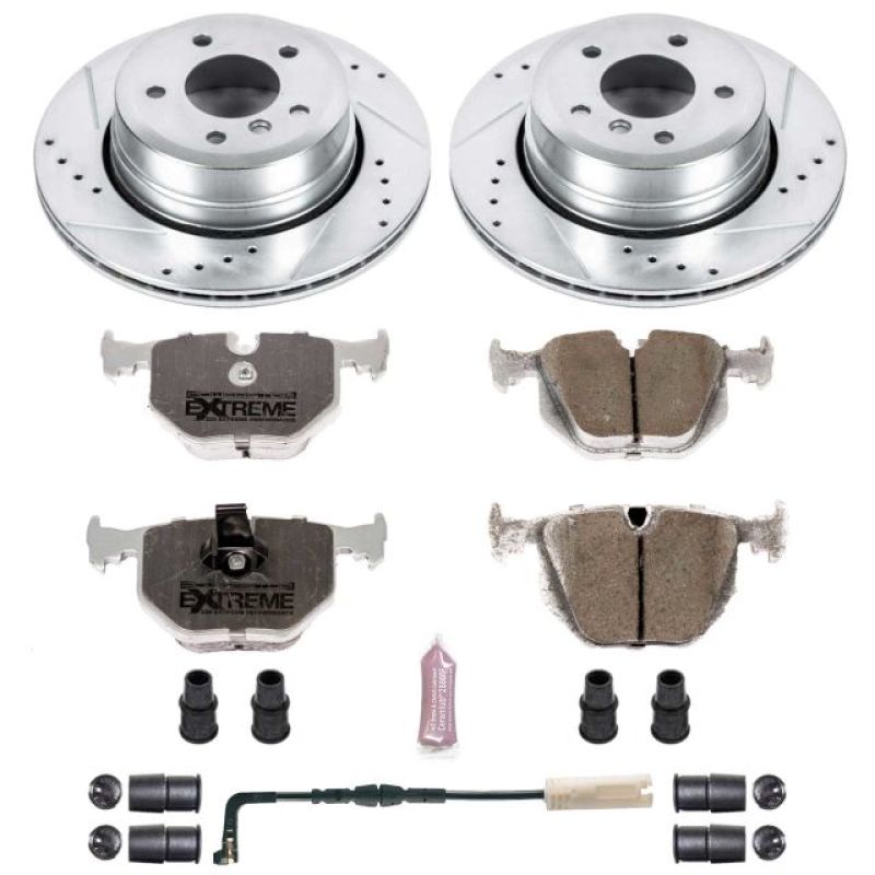 BMW 5 Series Brake Kit - Rear - PowerStop - Drilled/Slotted Rotors + Carbon-Fiber Ceramic Pads - `06-`07