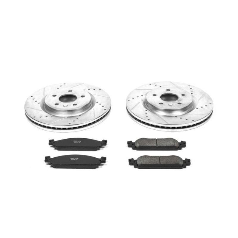Ford Flex Brake Kit - Front - PowerStop - Drilled & Slotted Rotors + Carbon-Fiber Ceramic Pads - `09-`11
