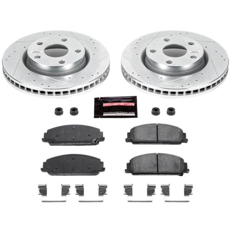 Pontiac G8 Brake Kit - Front - PowerStop - Z23 Evolution Sport + Drilled & Slotted Rotors + Carbon-Fiber Ceramic Pads - `08-`09