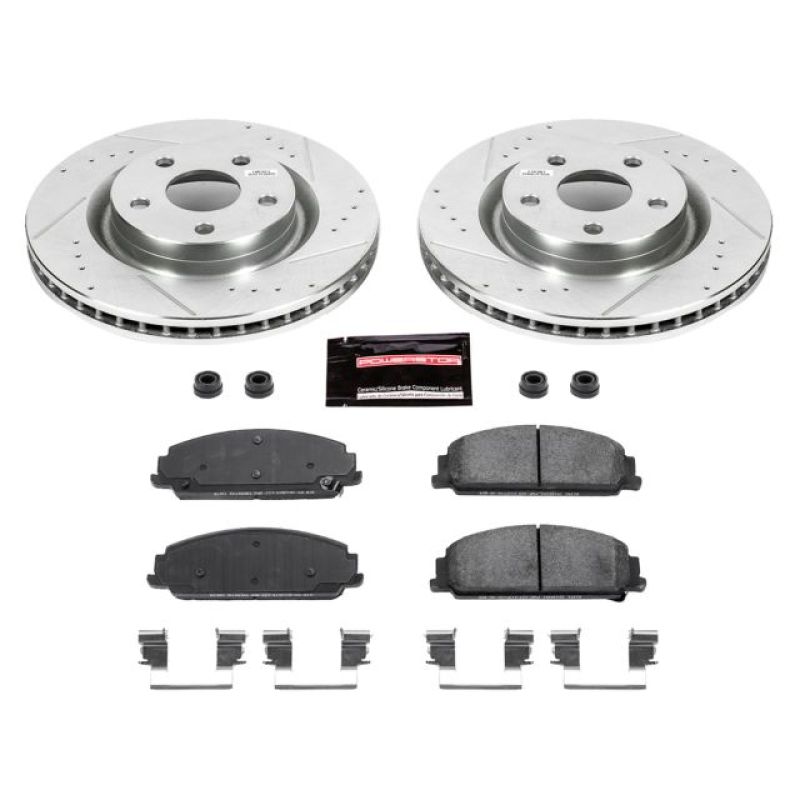 Pontiac G8 Brake Kit - Front - PowerStop - Drilled & Slotted Rotors + Carbon-Fiber Ceramic Pads - `08-`09