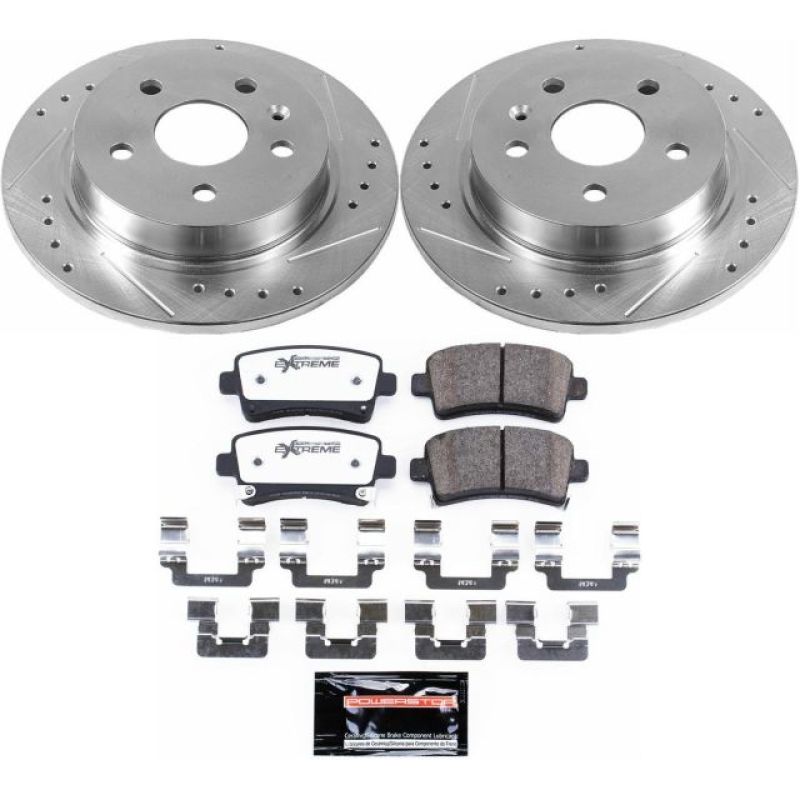 Buick LaCrosse Brake Kit - Rear - PowerStop - Drilled & Slotted Rotors + Carbon-Fiber Ceramic Pads - `12-`16