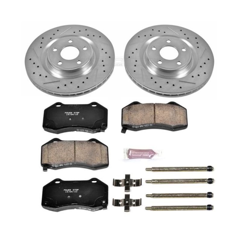 Chevrolet Cobalt Brake Kit - Front - PowerStop - Drilled & Slotted Rotors + Carbon-Fiber Ceramic Pads - `08-`10