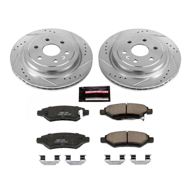 Cadillac SRX Brake Kit - Rear - PowerStop - Drilled & Slotted Rotors + Carbon-Fiber Ceramic Pads - `10-`16