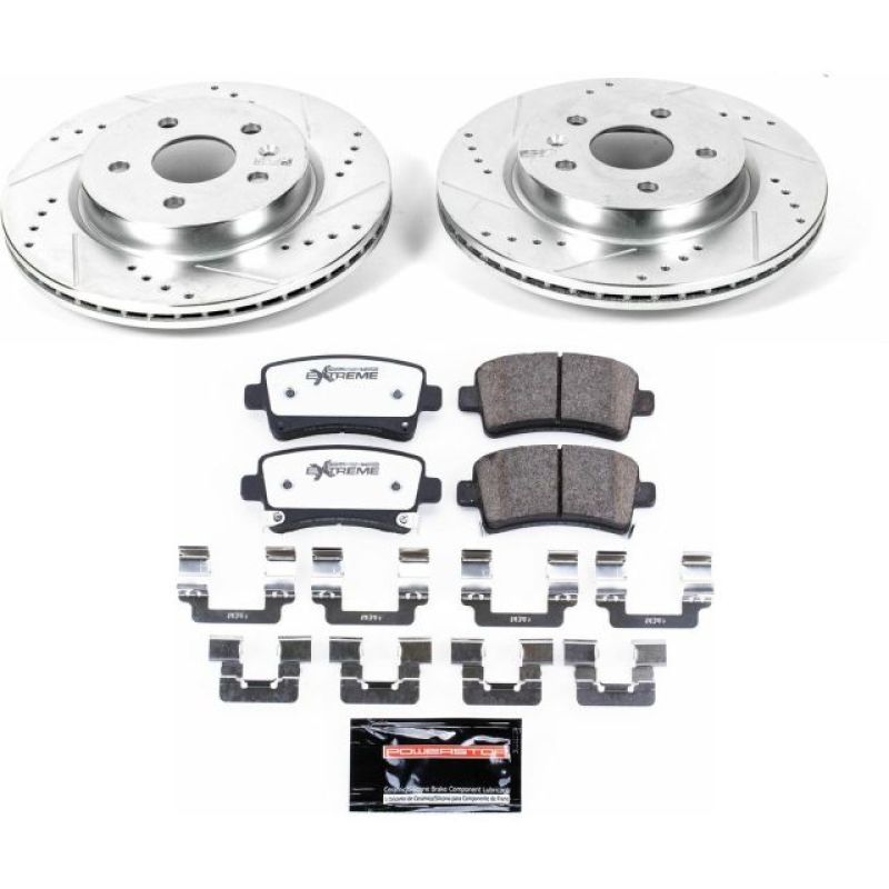 Buick Allure Brake Kit - Rear - PowerStop - Drilled & Slotted Rotors + Carbon-Fiber Ceramic Pads - 2010