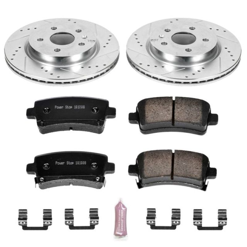 Buick Allure Brake Kit - Rear - PowerStop - Z23 Evolution Sport Drilled & Slotted Rotors + Carbon-Fiber Ceramic Pads - 2010