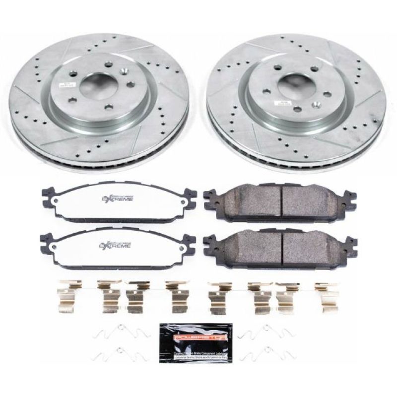 Ford Explorer Brake Kit - Front - PowerStop - Drilled & Slotted Rotors + Carbon-Fiber Ceramic Pads - `11-`19