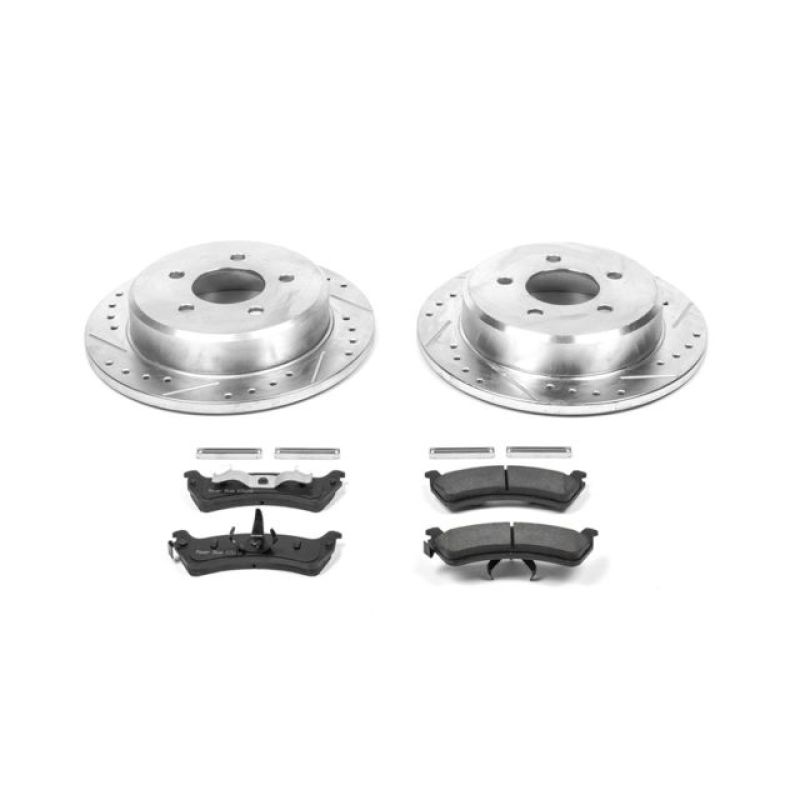 Ford Explorer Sport Brake Kit - Rear - PowerStop - Drilled & Slotted Rotors + Carbon-Fiber Ceramic Pads - `01-`02