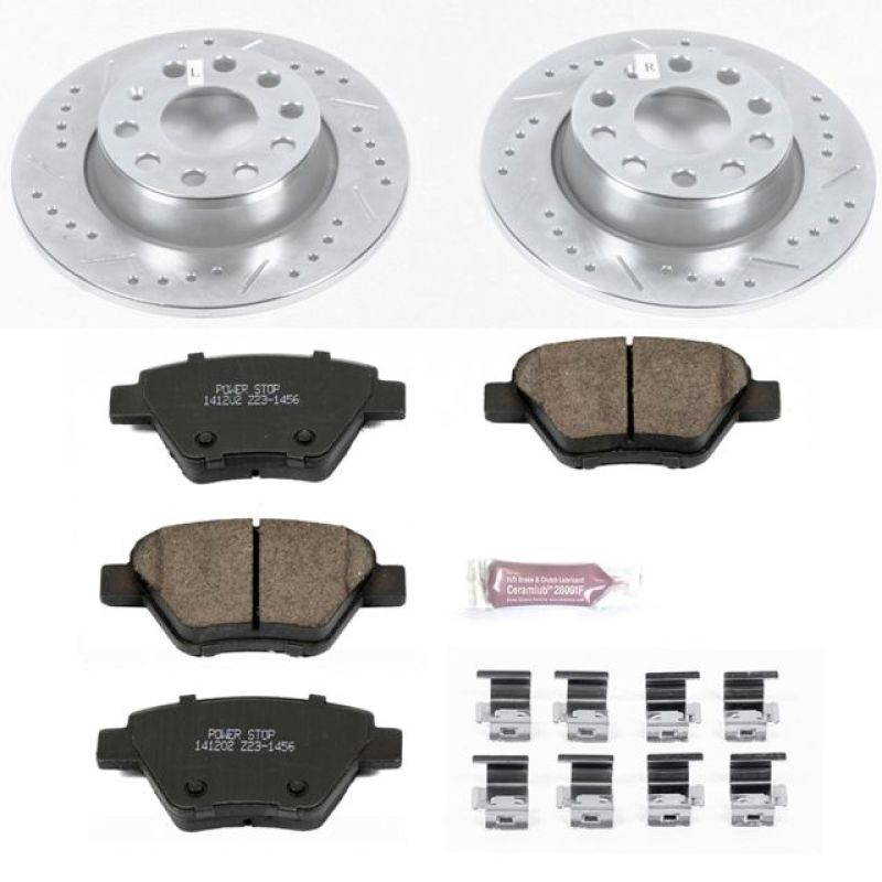 Audi A3 Brake Kit - Rear - PowerStop - Drilled & Slotted Rotors + Carbon-Fiber Ceramic Pads - `10-`12 Audi A3 Brake Kit - Rear - PowerStop - Drilled & Slotted Rotors + Carbon-Fiber Ceramic Pads - `10-`12