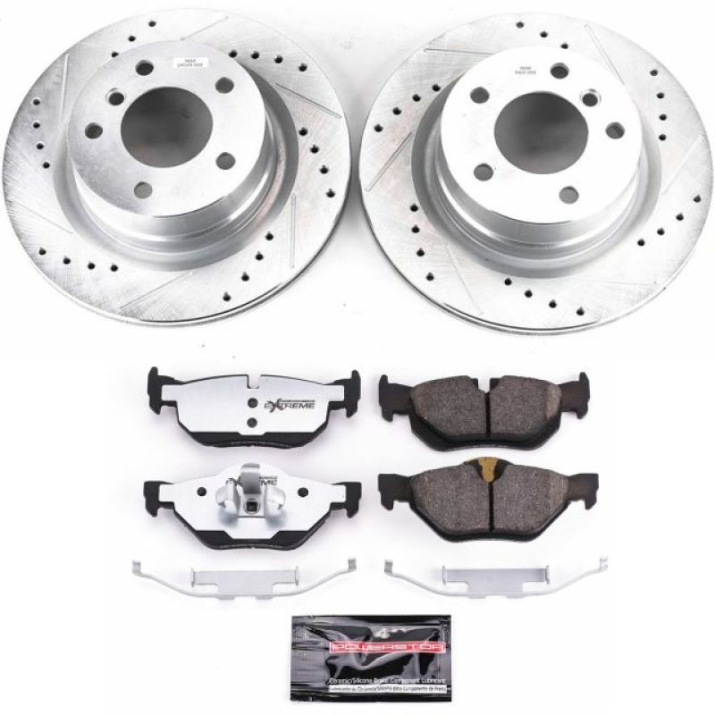 BMW 1 Series Brake Kit - Rear - PowerStop - Z26 Street Warrior with Drilled & Slotted Rotors + Carbon-Fiber Ceramic Pads - `08-`10 BMW 1 Series Brake Kit - Rear - PowerStop - Z26 Street Warrior with Drilled & Slotted Rotors + Carbon-Fiber Ceramic Pads - `08-`10