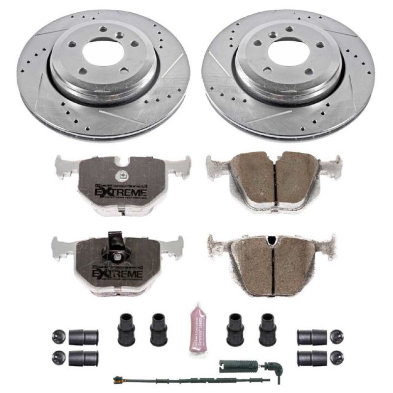 BMW 3 Series Brake Kit - Rear - PowerStop - Drilled & Slotted Rotors + Carbon-Fiber Ceramic Pads - `01-`06