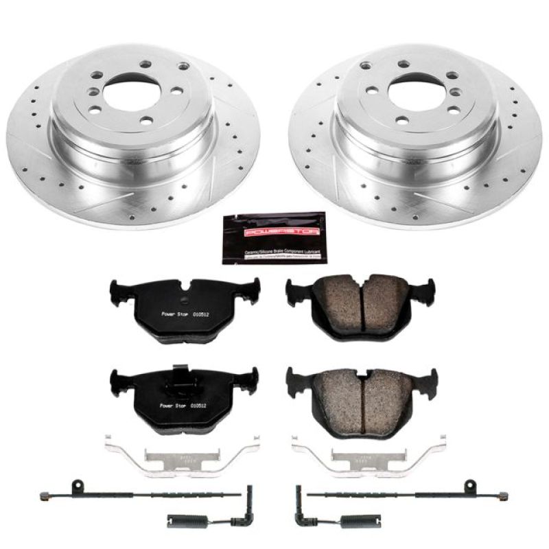 Land Rover Range Rover Brake Pads + Rotors - Rear - PowerStop - Z23 Evolution Sport - Drilled & Slotted Rotors + Carbon-Fiber Ceramic Pads - `03-`05 Land Rover Range Rover Brake Pads + Rotors - Rear - PowerStop - Z23 Evolution Sport - Drilled & Slotted Rotors + Carbon-Fiber Ceramic Pads - `03-`05