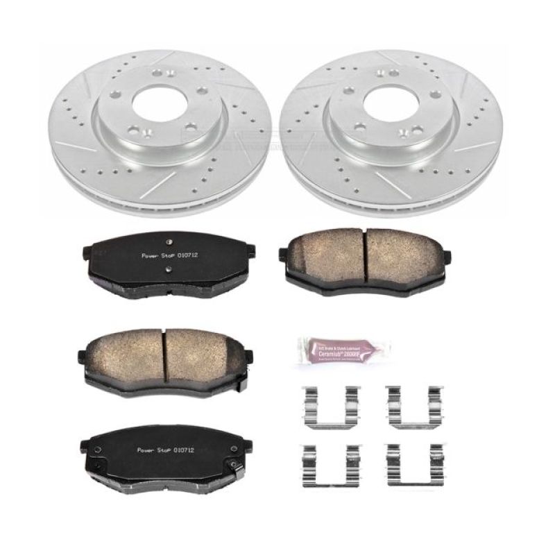 Hyundai Tucson Brake Kit - Front - PowerStop - Drilled & Slotted Rotors + Carbon-Fiber Ceramic Pads - `10-`12