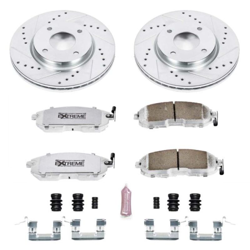 Nissan Cube Brake Kit - Front - PowerStop - Drilled & Slotted Rotors + Carbon-Fiber Ceramic Pads - `09-`14